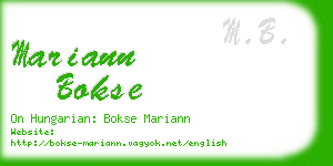 mariann bokse business card